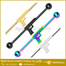 Body Jewelry Stainless Steel Gun Industrial Barbell Gold Plated For Ear